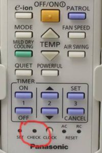  Location of the recessed check button on the remote control