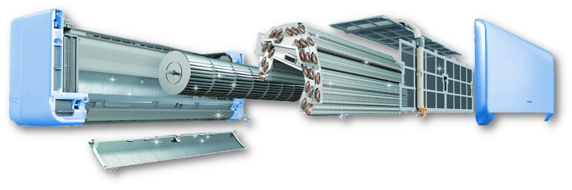 Cleaning the components of the air conditioner: radiator, filter, drainage, indoor unit