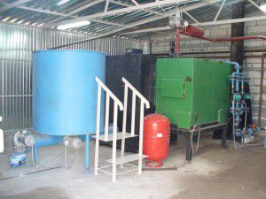 Water heating of a woodworking workshop