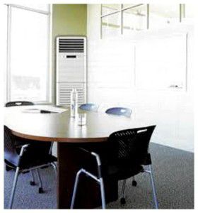 column air conditioner in the interior of the office