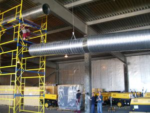 lifting of a section of circular air ducts