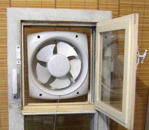Window fan located in the window